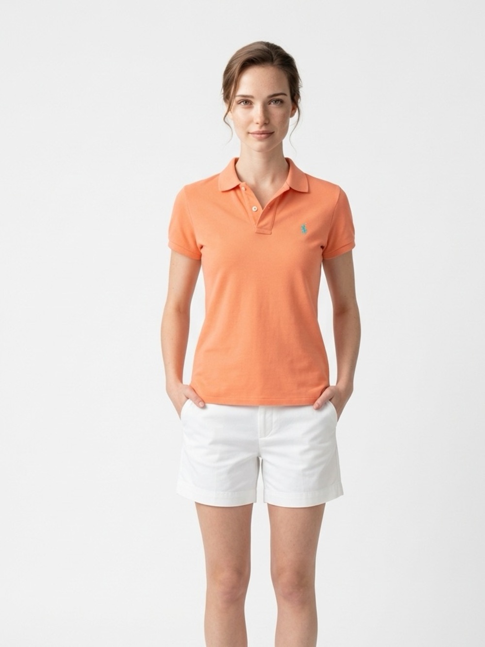 Womans Ralph  Lauren Classic Fit Polo Shirt - Peach  Small